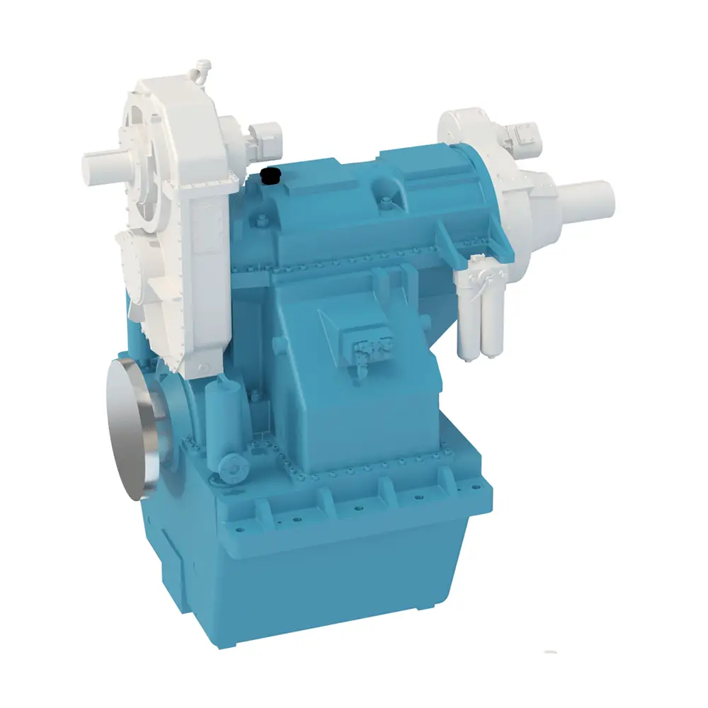 Secondary driven PTO/PTI without clutch (1), and with clutch (2). (All PTI-modes require a generator that can also operate as el-motor) This system contains a secondary driven PTO for shaft generator mode, where the PTO always runs when the propeller is running. The system can be designed for PTI for electric drive, boost, or for emergency Power Take Home mode (PTH)